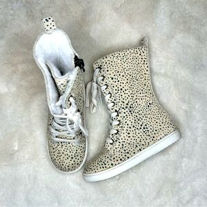 Monkey Feet Animal Print Leather & Plush High Sneaker Boots 3-4 Years
